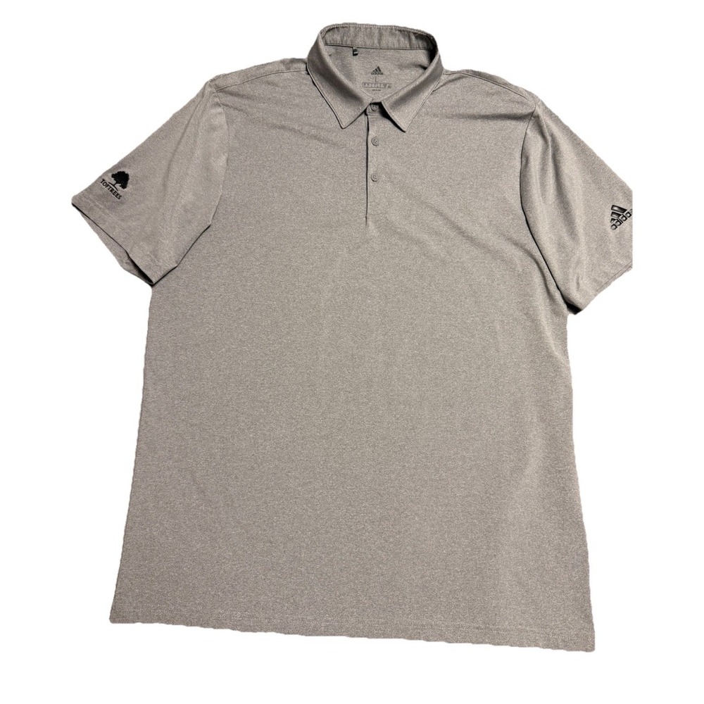 Adidas Performance Polo Shirt Gray L Embroidered TOPTREES Tree Logo Golf Casual